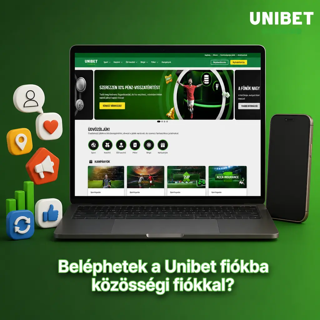 Unibet belépés közösségi fiókkal Google vagy Apple ikon használatával