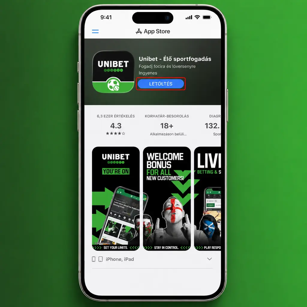 Unibet iOS alkalmazás letöltése iPhone-on, Safari PWA telepítési és főképernyőre adási útmutató