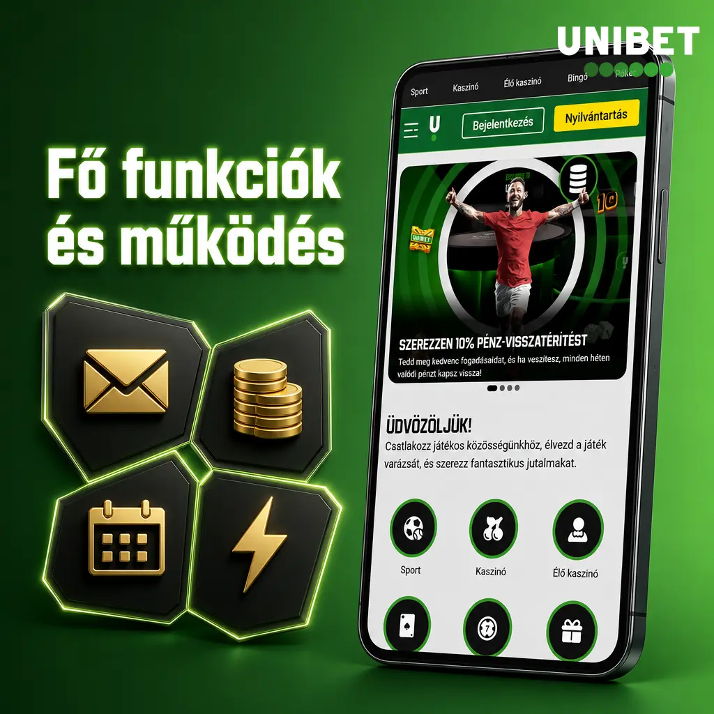 Mobilalkalmazás fő funkciói: élő sportfogadás, kaszinójátékok, bónuszok és ügyfélszolgálat