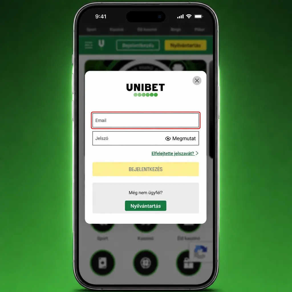 Unibet fiók belépés lépésről lépésre, e-mail vagy felhasználónév megadásával